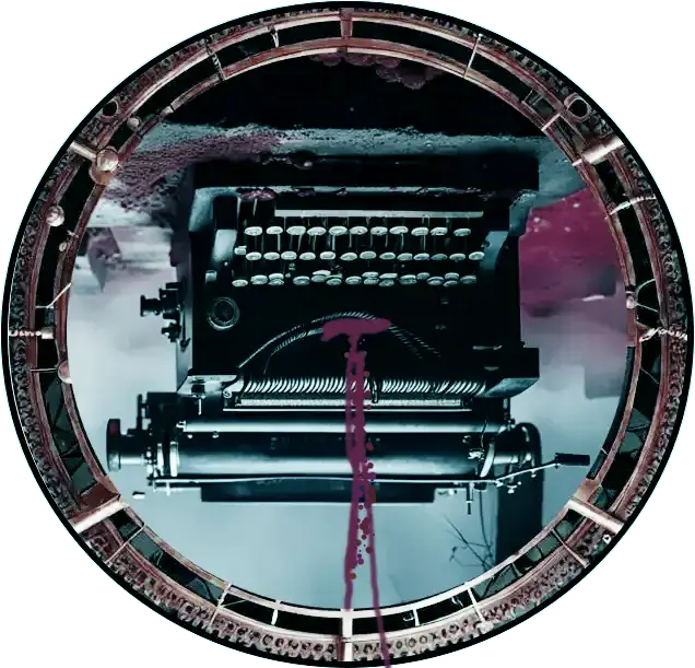 zeigt eine alte Schreibmaschine