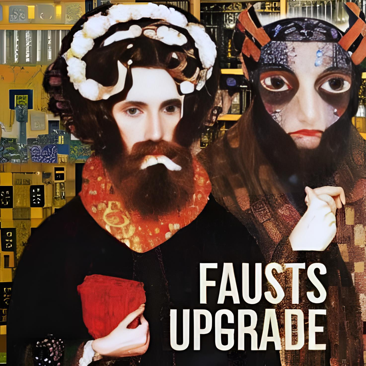 Cover: Fausts Upgrade, zeigt Faust und Mephistopheles